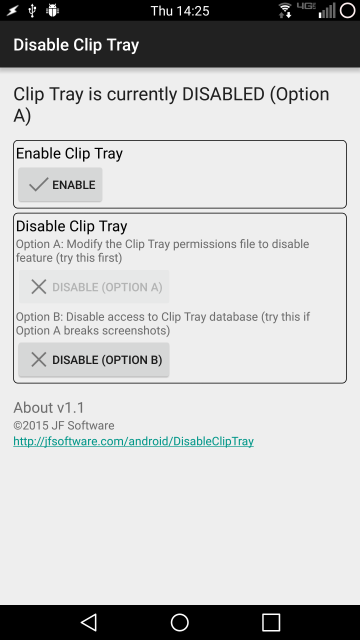 Disable Clip Tray